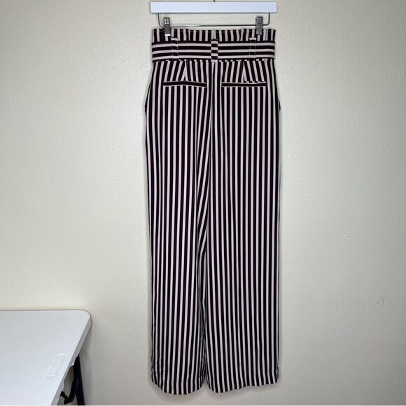 7th Avenue Design Studio Brown White Stripe Paper Bag Waist Wide Leg Pant Wmn 6 - Picture 6 of 14